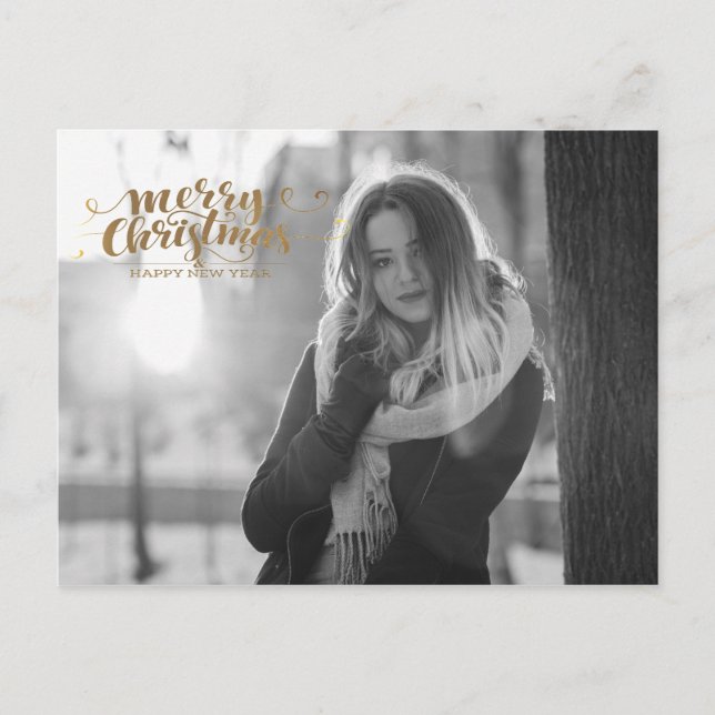 Frohe Weihnachten - extravagante Typografie - Foto Postkarte (Vorderseite)