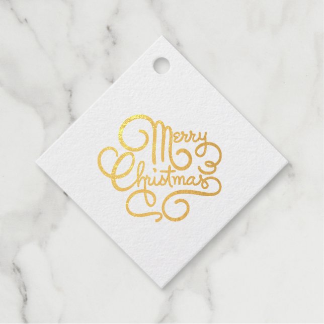 Frohe Weihnachten Extravaganter Schriftart Real Go Geschenkanhänger (Vorderseite)