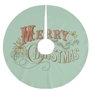 Frohe Weihnachten Extravaganter Text Design 2 Polyester Weihnachtsbaumdecke