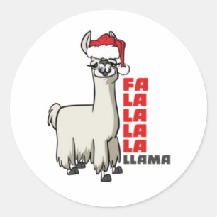 Frohe Weihnachten Fa La La La La Llama Runder Aufkleber
