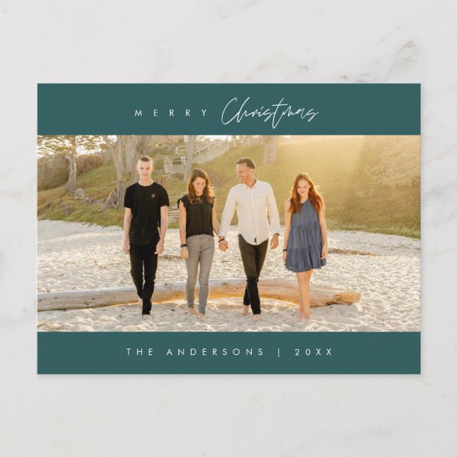 Frohe Weihnachten, familiäres Foto, Modernes Minim Postkarte (Vorderseite)