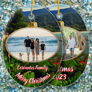 Frohe Weihnachten Familie 0828 Keramik Ornament