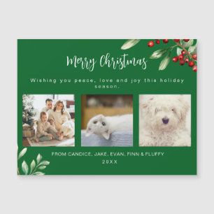Frohe Weihnachten Familie 3 Foto Urlaubskarte Magnetkarte