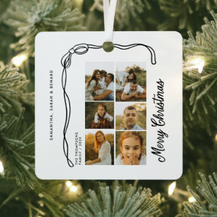 Frohe Weihnachten Familie 6 Fotos Ornament Aus Metall