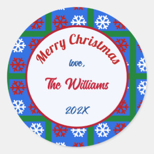 Frohe Weihnachten Familie Amerikanischer Schneeflo Runder Aufkleber
