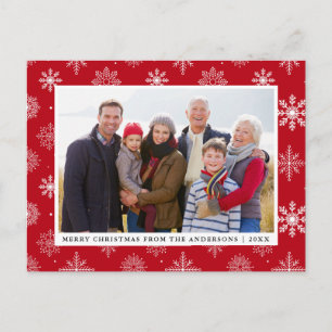 Frohe Weihnachten Familie Foto Schneeflocken Rot