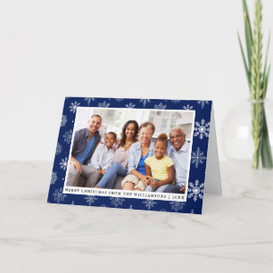 Frohe Weihnachten Familie Foto Snowflakes Blau