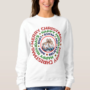Frohe Weihnachten Familie Foto Urlaub personalisie Sweatshirt