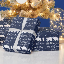 Frohe Weihnachten Familie Mr. & Mrs. Polar Bear Geschenkpapier