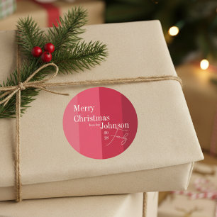Frohe Weihnachten Familie Weihnachten Roter Streif Runder Aufkleber