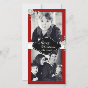 Frohe Weihnachten Familie Zwei Fotokarte - Rot