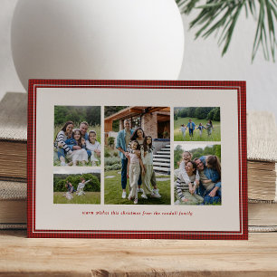 Frohe Weihnachten Familien-Collage sechs Fotos rot