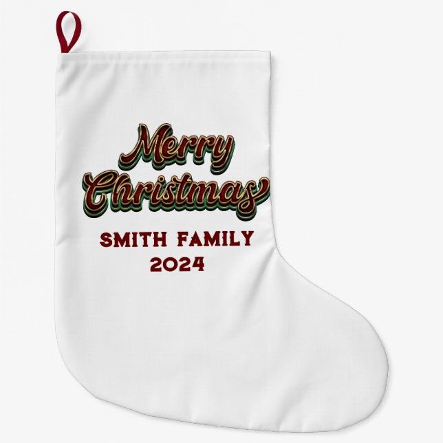 Frohe Weihnachten - Familienanpassung Großer Weihnachtsstrumpf (Vorderseite)