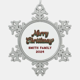 Frohe Weihnachten - Familienanpassung Schneeflocken Zinn-Ornament