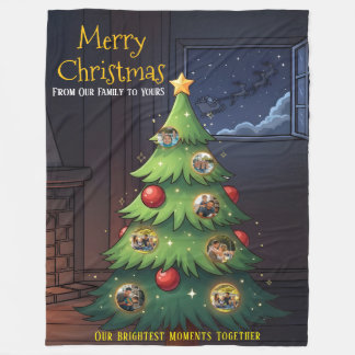 Frohe Weihnachten Familienbaum-Foto-Decke – Person Fleecedecke