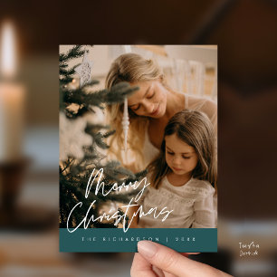 Frohe Weihnachten Familienfoto Elegante Typografie Postkarte
