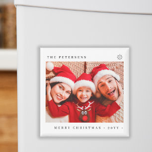 Frohe Weihnachten Familienfoto modern minimalistis Magnet