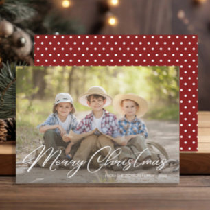 Frohe Weihnachten Familienfoto Rot Weiß Punkte