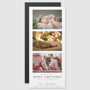 "Frohe Weihnachten" Familienfotos Haustiere Kinder Magnetkarte