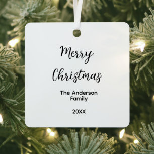 Frohe Weihnachten Familienname Jahr Text individue Ornament Aus Metall