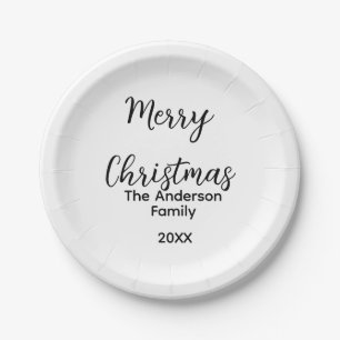 Frohe Weihnachten Familienname Jahr Text individue Pappteller