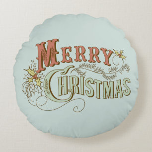 Frohe Weihnachten Fancy Text Design 2 Rundes Kissen