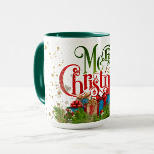 Frohe Weihnachten, farbenfrohe Feiertage, Tasse