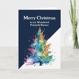 Frohe Weihnachten farbenfrohe Tree Friend & Partne Karte