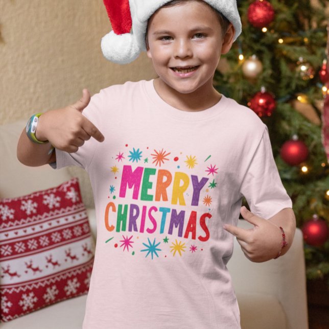 Frohe Weihnachten - farbenfrohe Weihnachtsgrün T-Shirt (Von Creator hochgeladen)