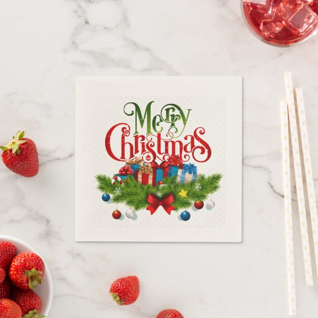 Frohe Weihnachten, Farbige Gestaltung, Serviette (Beispiel)