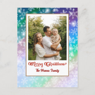 Frohe Weihnachten Farbige Schneeflocken Foto Urlau Postkarte