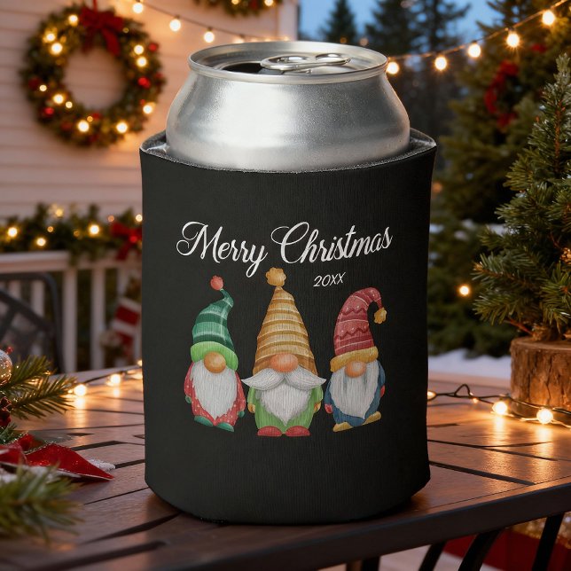 Frohe Weihnachten Feierliche farbenfrohe Gnomes Bl Dosenkühler (Von Creator hochgeladen)