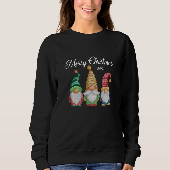 Frohe Weihnachten Feierliche farbenfrohe Gnomes Bl Sweatshirt (Vorderseite)