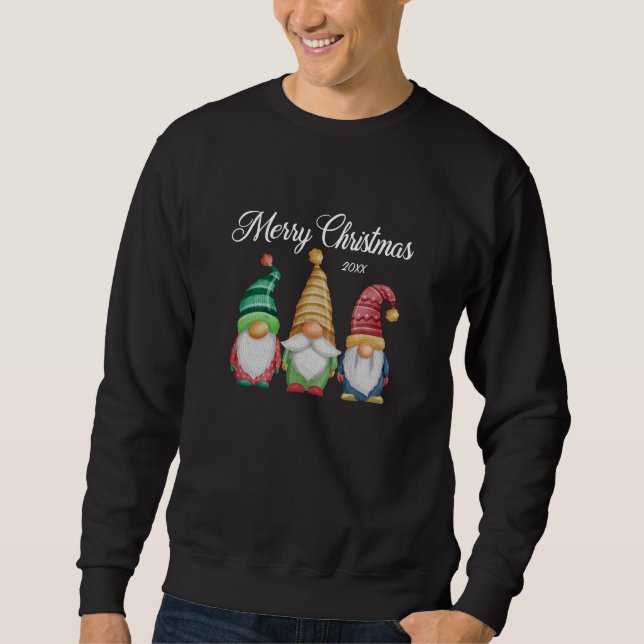 Frohe Weihnachten Feierliche farbenfrohe Gnomes Bl Sweatshirt (Vorderseite)