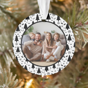 Frohe Weihnachten Feiertags Familienfoto Schwarz W Ornament