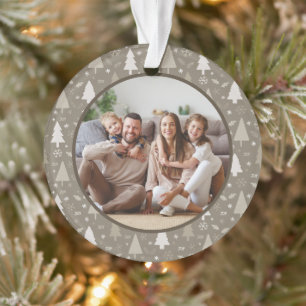 Frohe Weihnachten Feiertags-Familienfoto Taupe Ornament