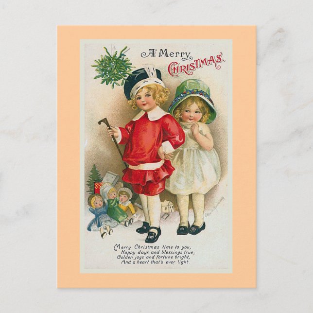 "Frohe Weihnachten" Feiertagspostkarte (Vorderseite)