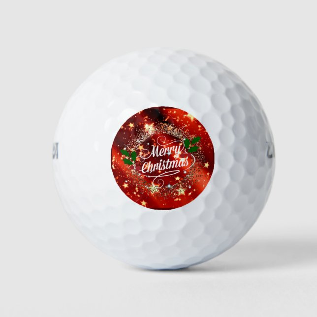 Frohe Weihnachten, Feiertagsrotes Design Golfball (Vorderseite)
