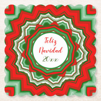 Frohe Weihnachten Feliz Navidad Red Green White Untersetzer