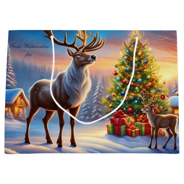 Frohe Weihnachten Fensteraufkleber Große Geschenktüte (Vorderseite)