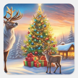 Frohe Weihnachten Fensteraufkleber Quadratischer Aufkleber