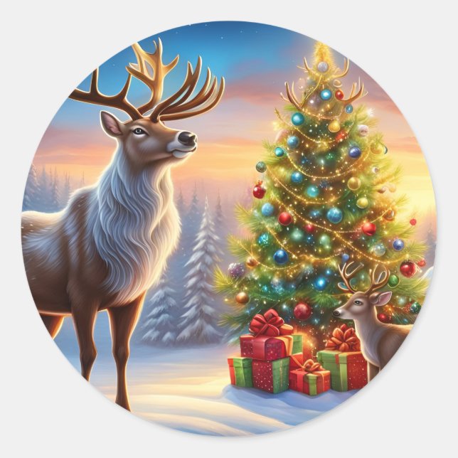 Frohe Weihnachten Fensteraufkleber Runder Aufkleber (Vorderseite)