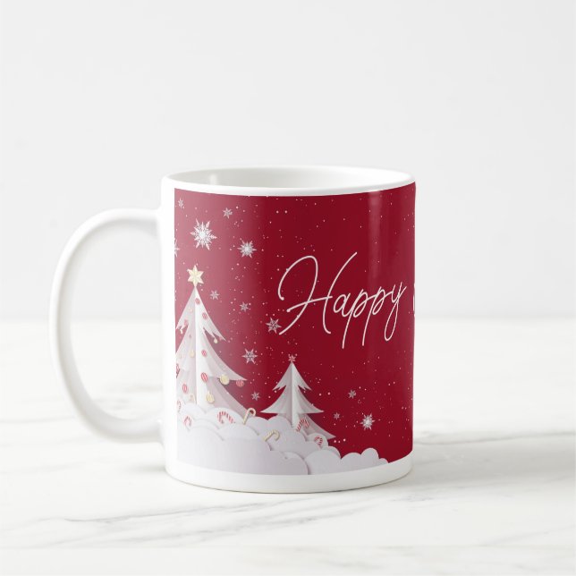 Frohe Weihnachten – Festliche Ruby-Rot-Tasse Kaffeetasse (Links)