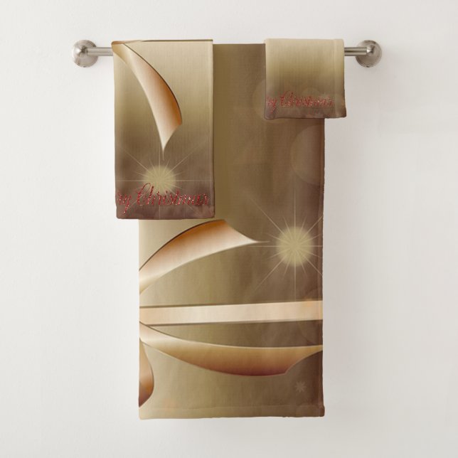 Frohe Weihnachten, festlicher Bow Badhandtuch Set (Insitu)