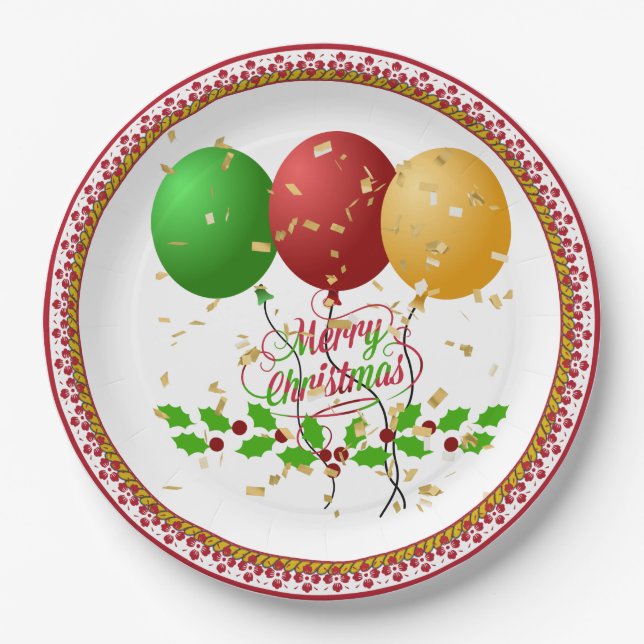 Frohe Weihnachten, festliches Design, Pappteller (Vorderseite)
