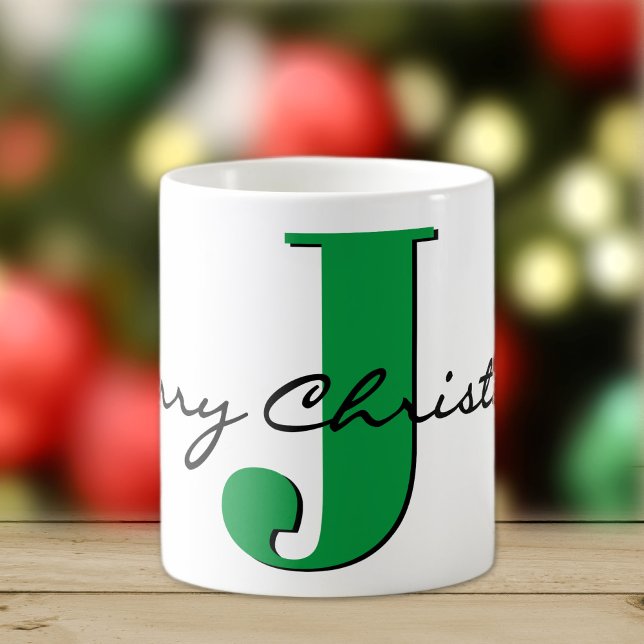 Frohe Weihnachten Fett Grün Initial 11oz Classic Kaffeetasse (Von Creator hochgeladen)