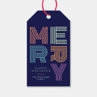 Frohe Weihnachten Fette Farbige Typografie Foto Geschenkanhänger