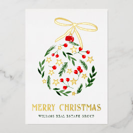 Frohe Weihnachten Firmengrüße Gold Folien Feiertagskarte