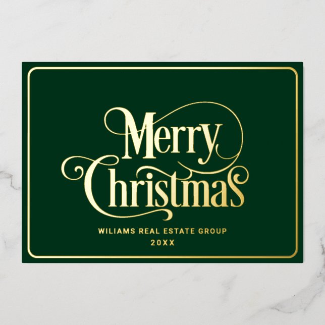 Frohe Weihnachten Firmengrüße Gold Folien Feiertagskarte (Vorderseite)