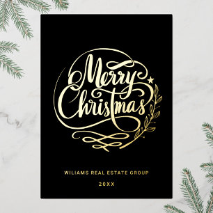 Frohe Weihnachten Firmengrüße Gold Folien Feiertagskarte